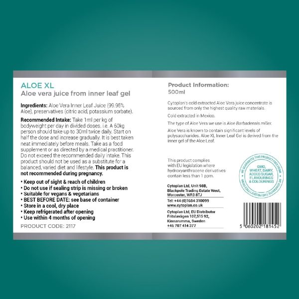 Aloe Vera Juice Supplement - Pure, Cold Extracted Inner Leaf