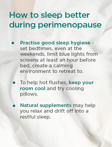 How to sleep better during perimenopause infographic